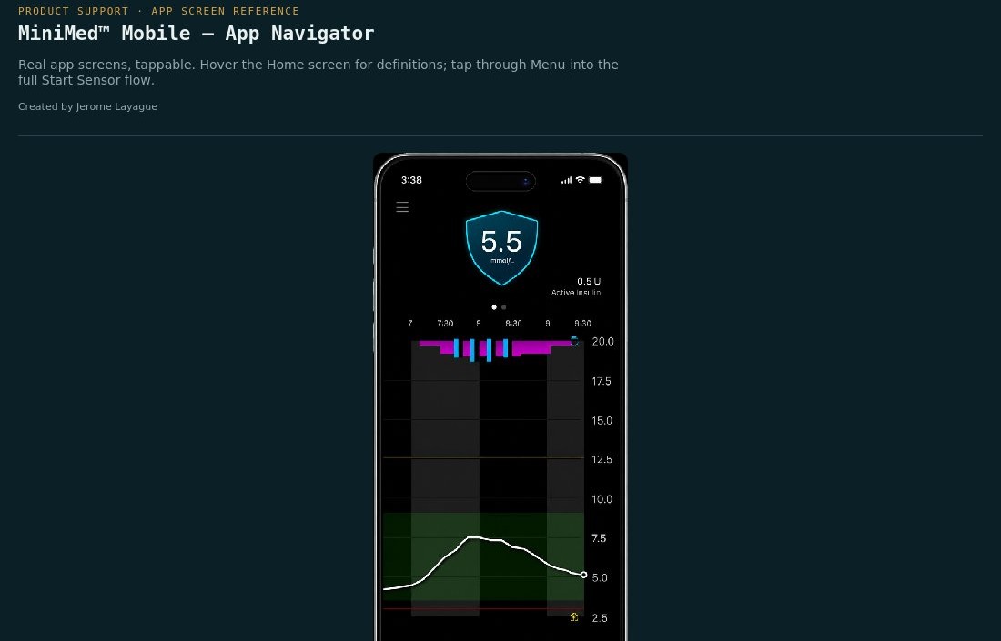 MiniMed mobile app simulator screenshot